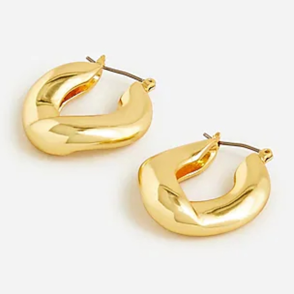 J. CREW Gold Rounded Curb-Link Earrings